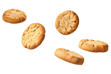 Levitation of cookies isolated on a transparent background.