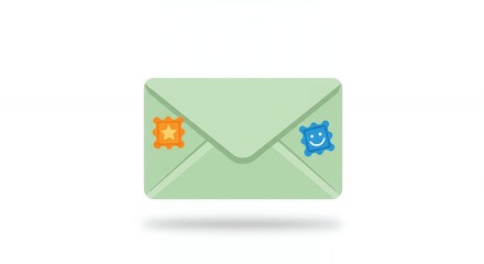 Sending Mail with Stamps Isolated on White Background for Communication Concept