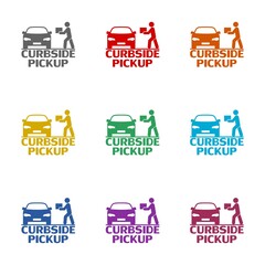 Curbside pickup icon isolated on white background. Set icons colorful