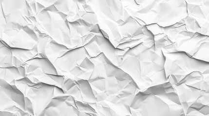 Obraz premium Close-up of crumpled white paper texture background with intricate creases and folds for design and artistic purposes
