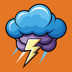 Storm Cloud Clipart Cartoon Style Vector Illustration – Thunder and Rain Icon