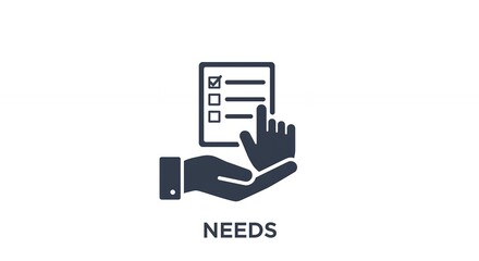 Understanding Needs Icon with Checklist on Hand for Requirements Analysis