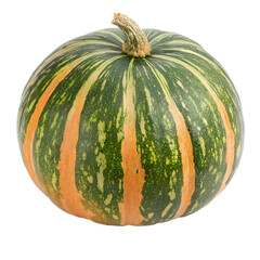 Aogara Kabocha (green-striped pumpkin), isolated on a transparent background