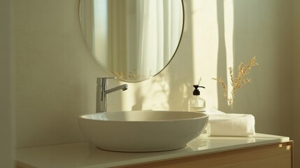 Bathroom Vanity with Sink, Mirror, and Accessories