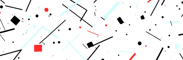 Minimalistic Geometric Lines with Red and Blue Accents on white and transparent background. PNG