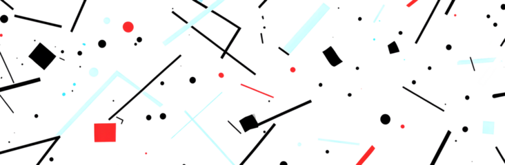 Minimalistic Geometric Lines with Red and Blue Accents on white and transparent background. PNG