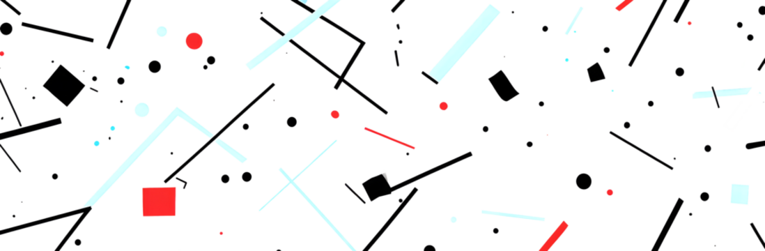 Minimalistic Geometric Lines with Red and Blue Accents on white and transparent background. PNG