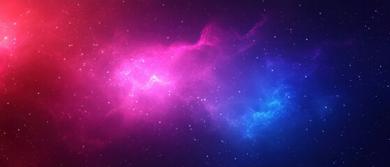 Obraz premium Ethereal cosmic landscape with vibrant magenta and blue nebula clouds and twinkling stars in deep space background
