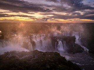 Beautiful aerial view to Iguaçu Falls waterfalls
