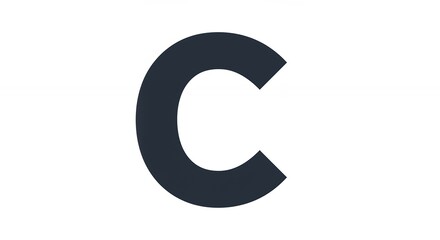 Isolated Letter C on White Background in Dark Gray Color