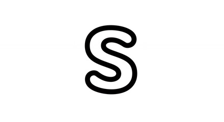 Isolated Black Letter S Outline on White Background for Design