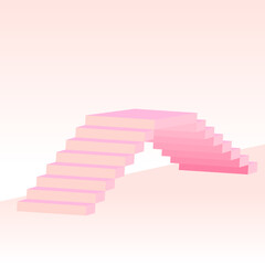 A beautifully designed pink isometric staircase vector with a surreal and modern aesthetic. The abstract staircase creates an optical illusion, making it perfect for contemporary design projects