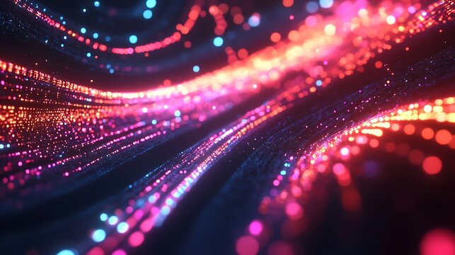 Neurons with glowing blue and orange lights depicting futuristic ai neural network visualization in abstract style Background