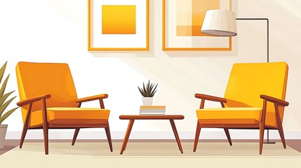 Sunny Living Room with Two Armchairs.