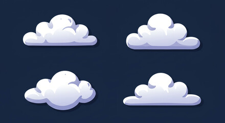 Obraz premium Cartoon Cloud Set on Dark Blue Background