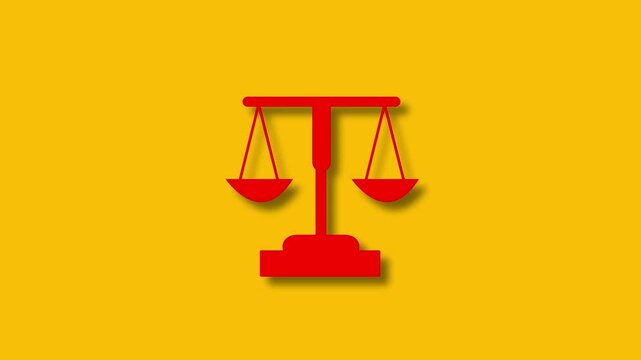 judgment law justice animation. simple scale icon.