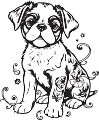 Cute puppy. Hand drawn vector illustration
