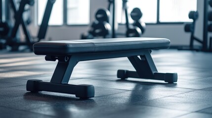 Fototapeta premium An empty weight bench is positioned within a modern exercise room