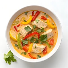 moqueca in bowl on white background 
