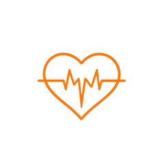 Simple line art heart with electrocardiogram pulse for medical logo and cardiology concept