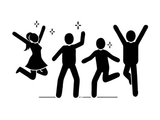 Silhouettes of people dancing and playing music