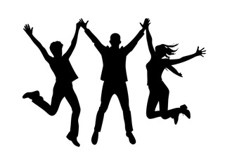 Jumping people silhouettes vector illustration