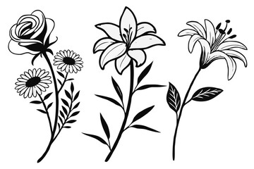 Flower Icon Set – Editable Vector Pictograms in Trendy Line Style

