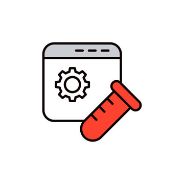 Test Tube Colored Vector Icon for Ruby Testing Process.