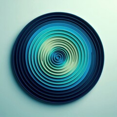 Fototapeta premium Minimalist concentric circles in shades of blue and green, forming a ripple effect 3