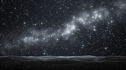 Obraz premium Vast Night Sky with Stars and Galactic Clouds over Dark Horizon