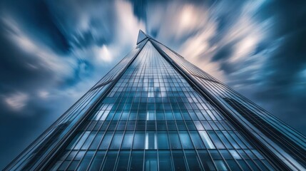 Majestic Skyscraper Piercing the Clouds: A Symphony of Glass and Steel