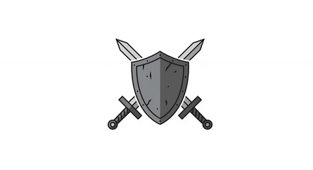 Shield and Swords Illustration for Fantasy Game or Security Concept