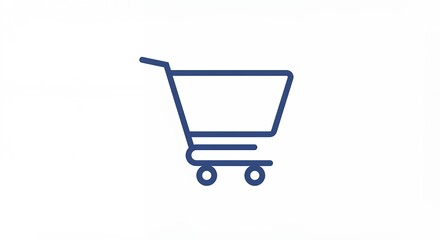 Shopping Cart Icon in Blue Minimalist Design for E-commerce Use