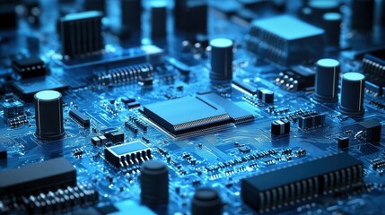 Computer motherboard with multiple cpus and intricate circuits for electronic components and connectivity