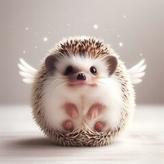 Whimsical Winged Hedgehog with Curious Smile | Adorable Fantasy Hedgehog Illustration with Wings.