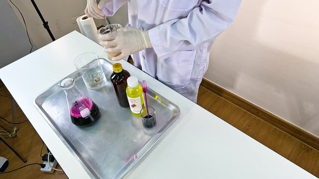Colorful Elephant Toothpaste Science Experiment in Lab