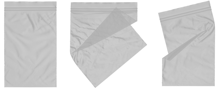 A Set of Stylish Wrinkled Plastic Wrap Texture - Realistic Zipper Bag Mockup for High-Quality Overlay Design - Powered by Adobe