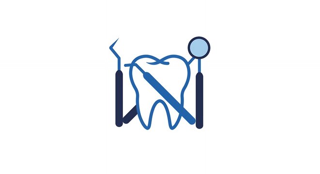 blue tooth and dental tools on white clip art preview
