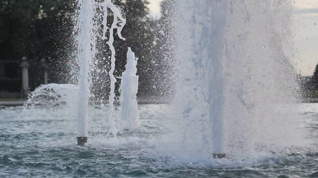  Fountain in Villa Reale palace, neoclassical building in the royal park of the Monza in the night