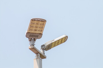 street LED lighting pole. Poles on the road with LED light.