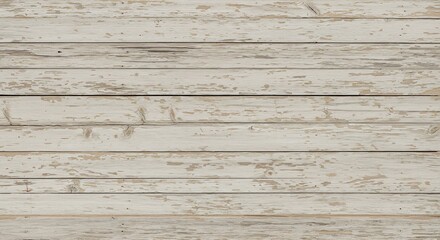Fototapeta premium Weathered White Wood Planks Horizontal Texture. AI Generated
