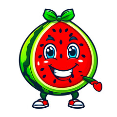 Fototapeta premium Watermelon mascot cartoon character logo design with PNG background 
