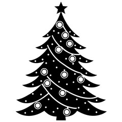 Christmas tree with ornament and light silhouette vector illustration 