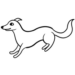 Ghost dog floating with a wagging tail line art vector illustration 