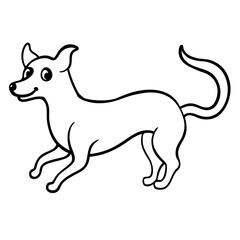 Ghost dog floating with a wagging tail line art vector illustration 