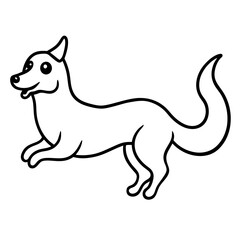Ghost dog floating with a wagging tail line art vector illustration 