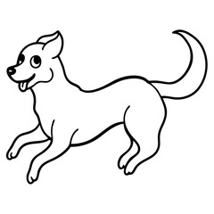 Ghost dog floating with a wagging tail line art vector illustration 