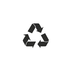 A minimalist recycling logo with three arrows in a simple, bold style