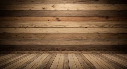 Rustic Wooden Room Warm Lighting Background. AI Generated