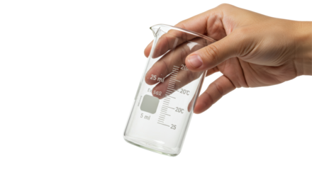 Isolated Hand Holding Beaker